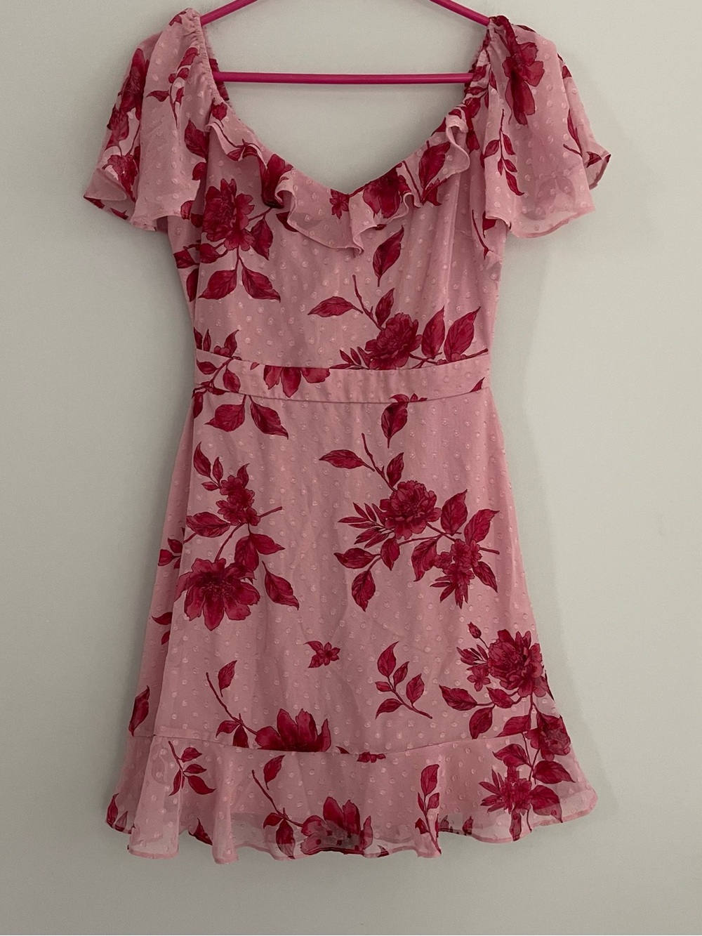 City Studio Pink Floral Ruffle Mini Dress - Picture 1 of 8